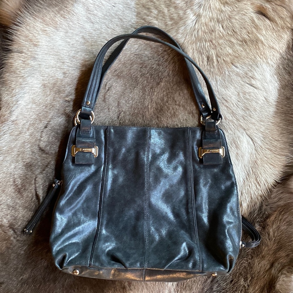 Makowsky Gunmetal Large leather tote shoulder bag